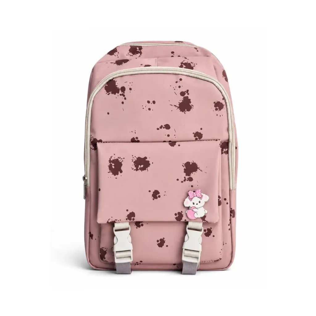 Sac à Dos Rose Gris avec Badge Chien