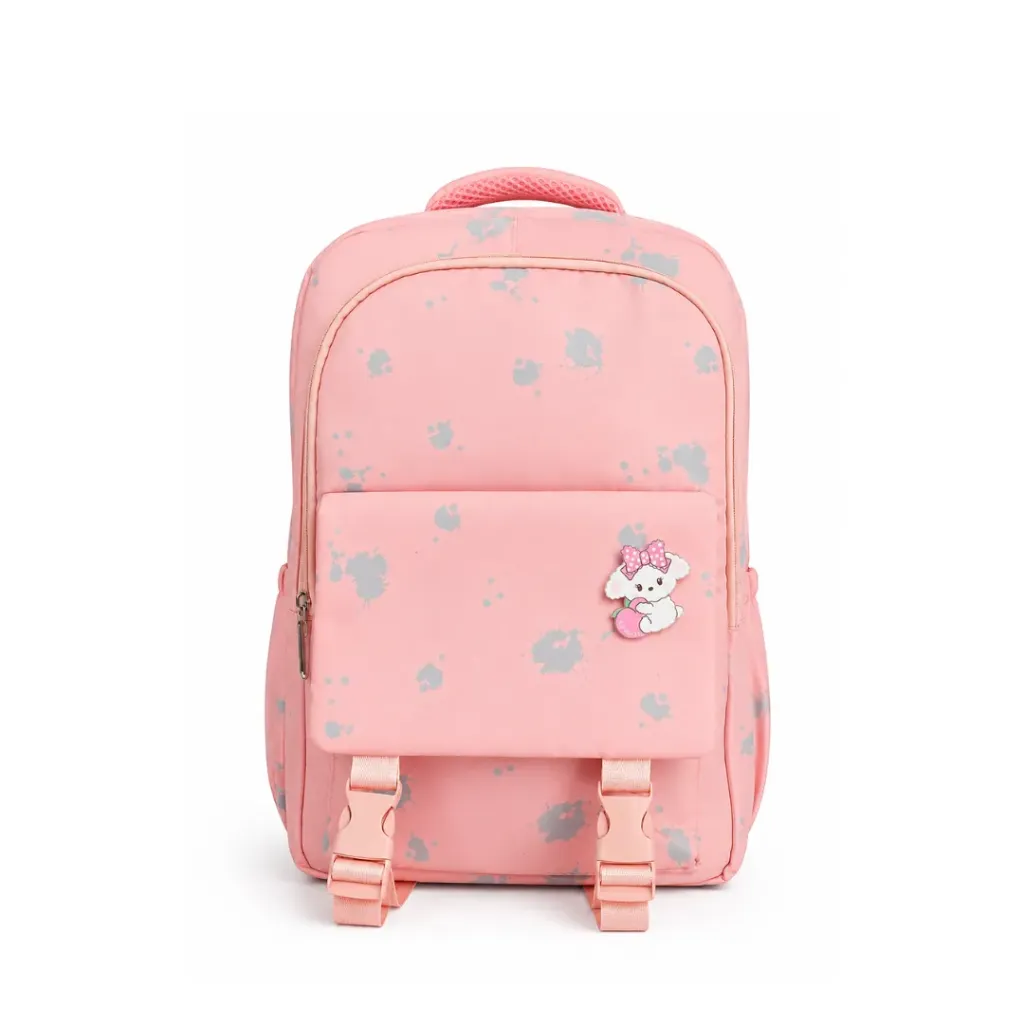 Sac à Dos Rose Rose avec Badge Chien