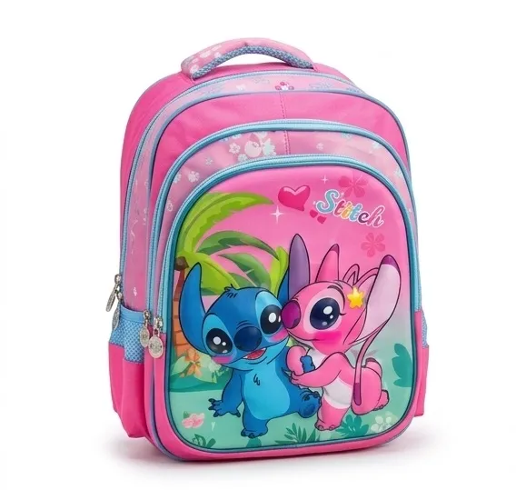 [CART-ST005] Cartable Scolaire "Stitch & Angel" 3D - Rose
