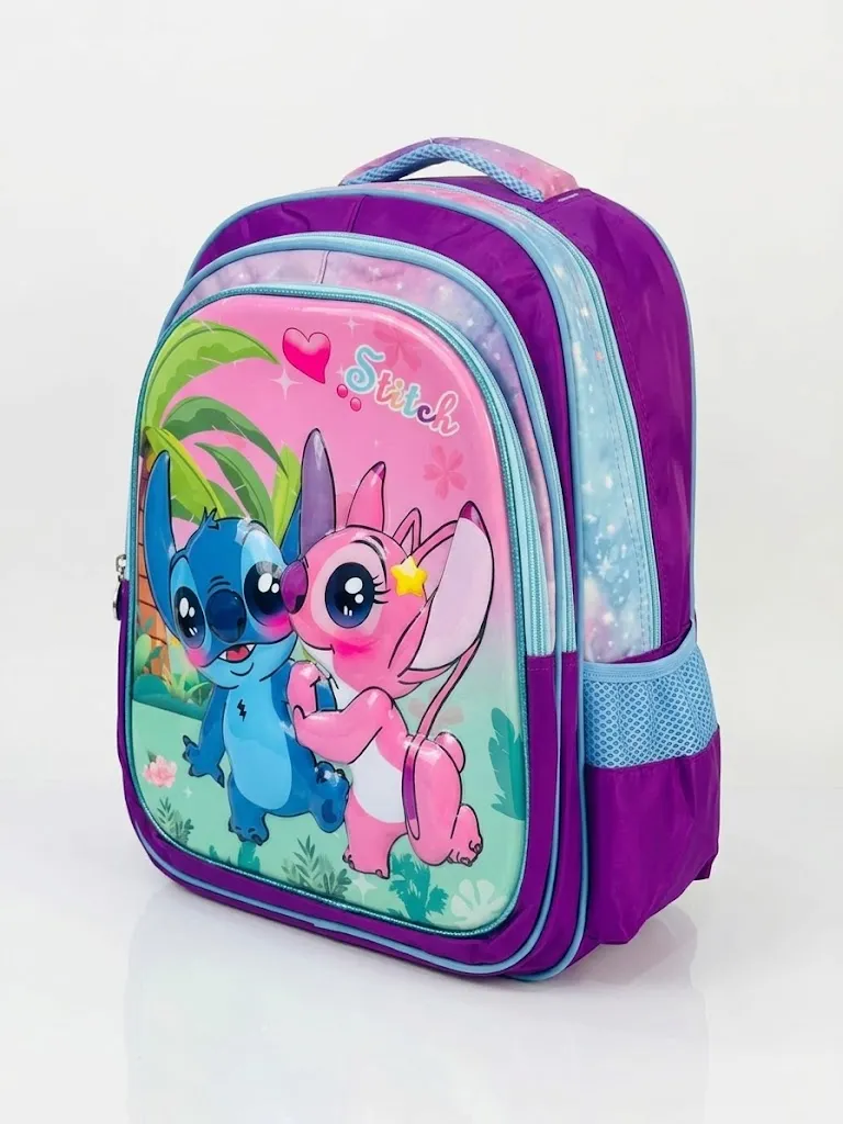 [CART-ST002] Cartable Scolaire "Stitch & Angel & Scrump" 3D -Violet