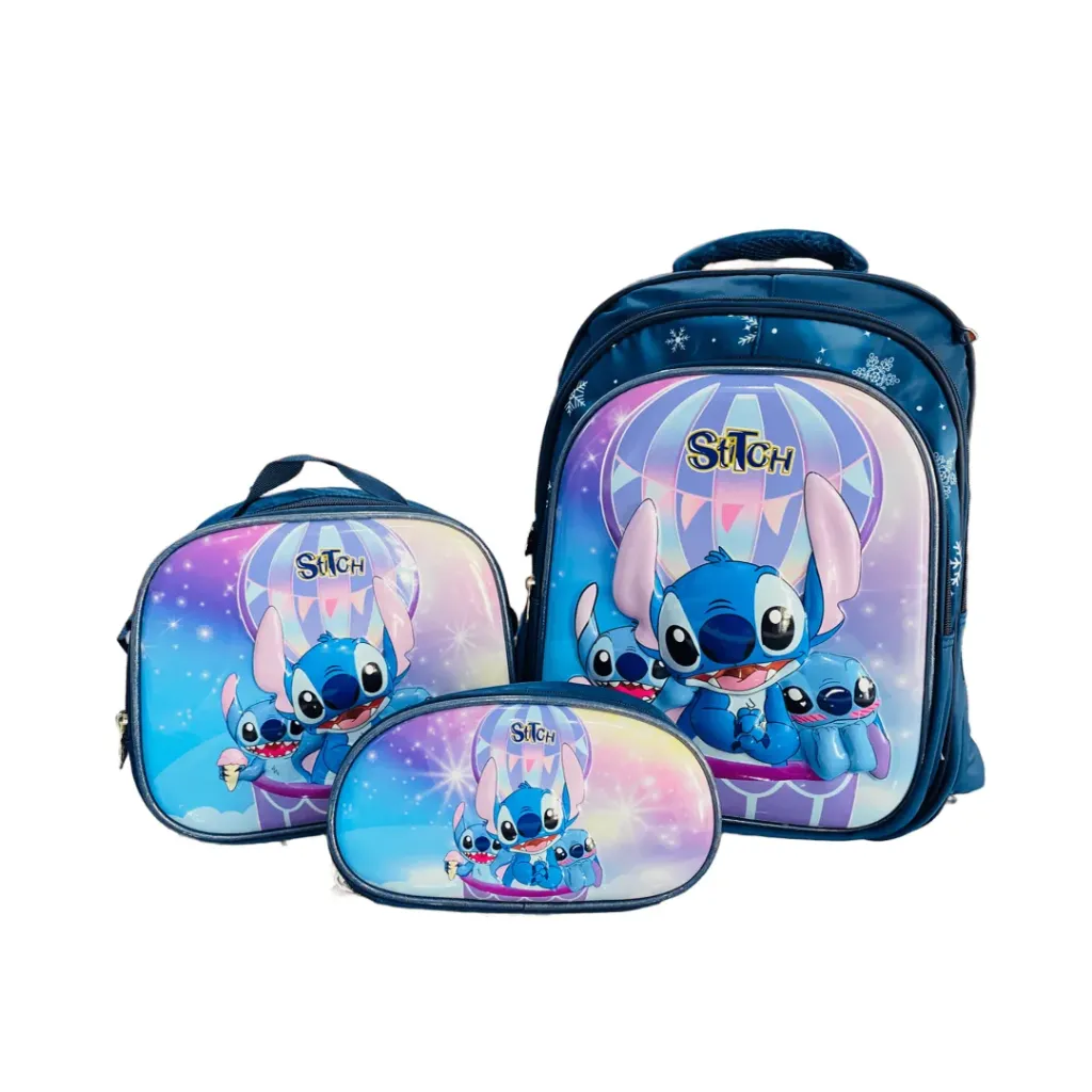 [SAC3-003] SAC à dos 3 pièces - Stitch Bleu (fille)