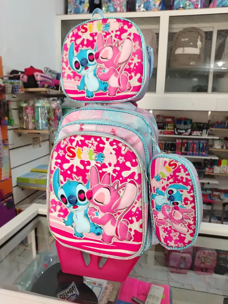 [SAC3-002] SAC à dos 3 pièces - Stitch Rose (fille)