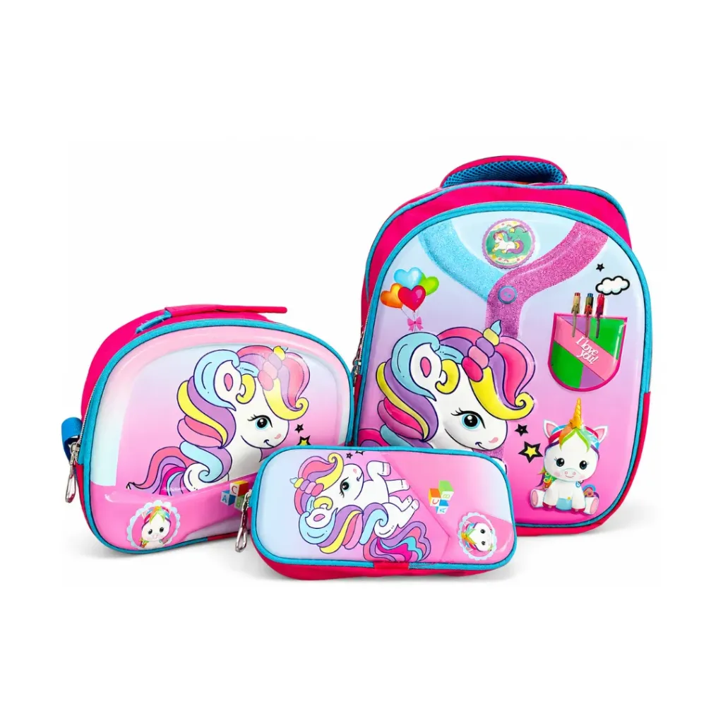 [SAC3-010] SAC à dos 3 pièces - Licorne (2p)