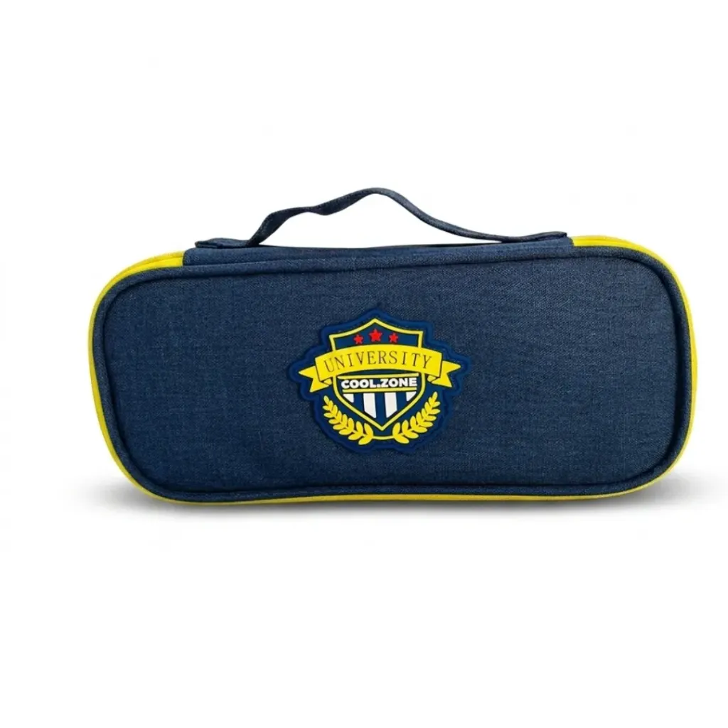 [TR-001] Trousse "Cool Zone" (Modèle "University") - Bleu Marine & Jaune